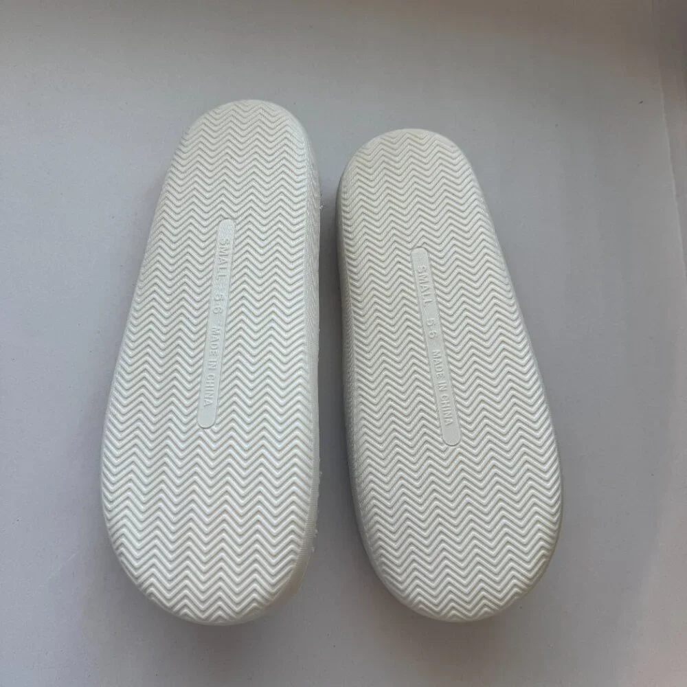 Bundle-Wayland Square Teddy Slippers Size XS & Small Beige Blue Happy Face
